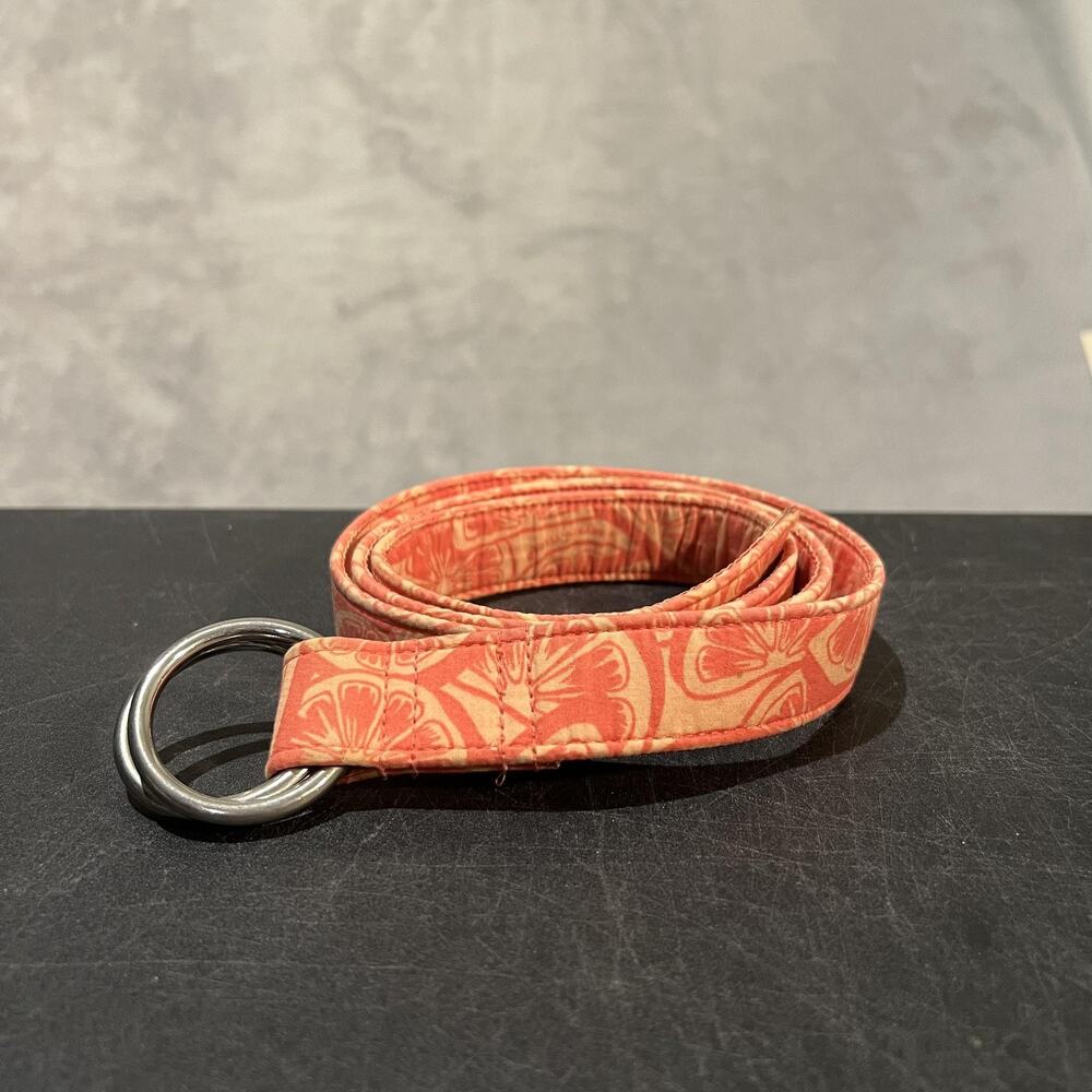 Vineyard Vines Belt Womens Large Orange Pink Citrus Print D Ring Accessory